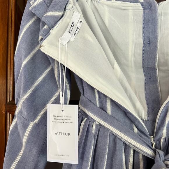 Auteur Revolve Linda Dress Off the Shoulder‎ A-Line Striped Women's Size XS NWT - Picture 9 of 10